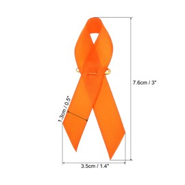 PATIKIL Ribbon Pins, 100Pcs Orange Awareness Ribbon Satin with Safety Pins for International Day