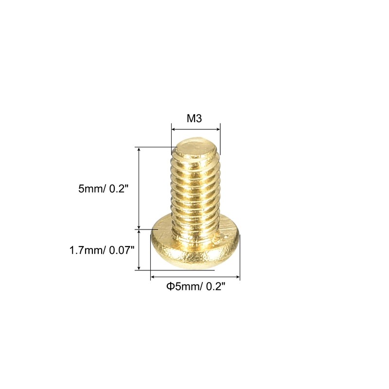 sourcing map Brass Machine Screws, M3x5mm Phillips Pan Head Fastener