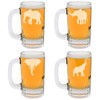 12oz Beer Mug Stein Glass Set of 4 Gift Elephant