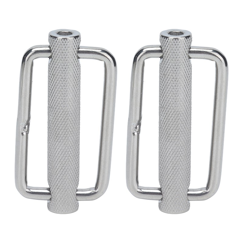 2Pcs Slide Buckle 316 Stainless Steel Rectangle Adjustable Knurled Roller