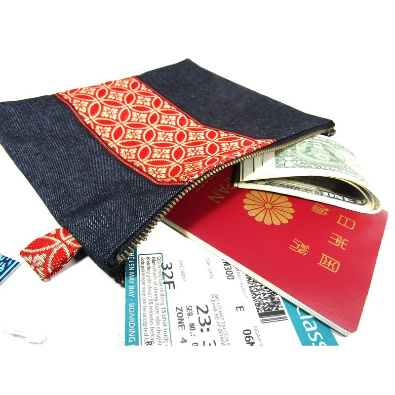 Japanese Modern Tatami Edge and Denim Pouch Made in Japan