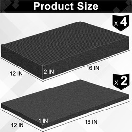ToLanbbt 6P Pick and Pluck Pre Cubed Foam, 2 Size Customizable Pick Apart Foam Polyurethane Sheets Insert, Pre Cutted Case Pads for Tool Box Camera Storage (4P 16x12x2 in, 2P 16x12x1 in)