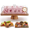 HOMESPHERE Acacia Wood Cake Stand with Lid - Rectangular Cake