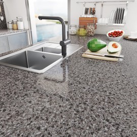 YENHOME Granite Countertop Contact Paper Waterproof 17.7"x200" Grey Granite Peel and Stick Countertops for Kitchen Bathroom Counter Contact Paper Terrazzo Contact Paper for Countertop Wallpaper