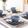 AmorArc Ceramic Dinnerware Sets for 4, 12 Pieces Square Handpainted