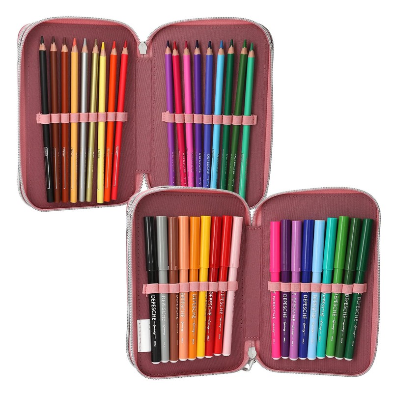 Depesche Miss Melody Triple Pencil Case Assorted Colours Red, Rust