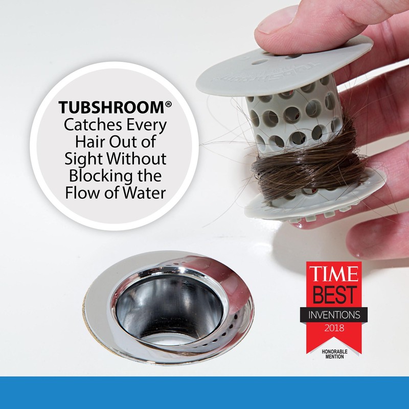 TubShroom the Revolutionary Tub Drain Protector Hair Catcher/Strainer/Snare, Gray (TSGRA454)