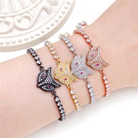 Vivaday Rose Gold-Plated Fox Charm Tennis Bracelet with Classic Cubic Zirconia Chain Fashionable Crystal Jewelry for Mom Best Friend BFF