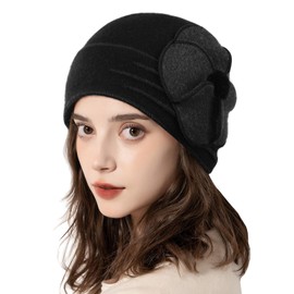 Superora Women Hats 100% Wool Elegant Cloche Hat Winter Warm Berets Vintage Bucket Hat Black