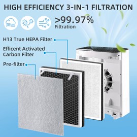 Vital 100 HEPA Filter, Vital 100 Filter Replacement Compatible with LEV.OIT Vital 100-RF with True HEPA High-Efficiency Activated Carbon,1 Pack