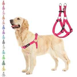 PUPTECK No Pull Dog Harness Adjustable Basic Nylon Step in Puppy Vest Outdoor Walking Chest Girth 15.6"-23.7" Medium Pink