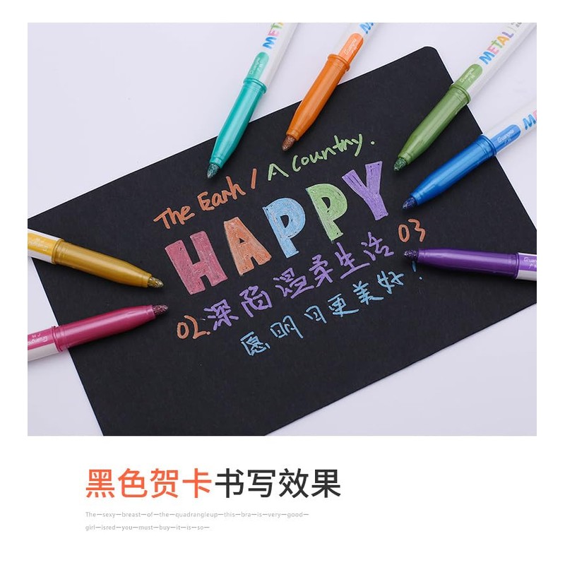 Guangna 12-pack Metal marker pen, 2mm medium nib, water-based ink,