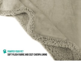 PetAmi Waterproof Dog Blanket for Couch, Sofa | Waterproof Sherpa Pet Blanket for Large Dogs, Puppies | Super Soft Washable Microfiber Fleece | Reversible Design | 60 x 40 (Taupe/Taupe)