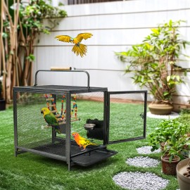 Bingopaw Large Metal Flight Bird Cage Playpen Cage with Hammock Swing Toy &Removable Tray