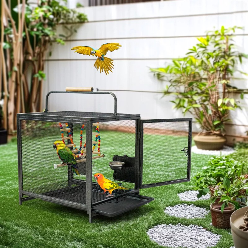Bingopaw Large Metal Flight Bird Cage Playpen Cage with Hammock
