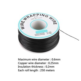 30awg Wire Wrapping Tin Plated Single Core 0.26mm Diameter Copper Wire Cable Awg 30 Copper Cable 250meter Black Single Wire Core Electric Copper Cable