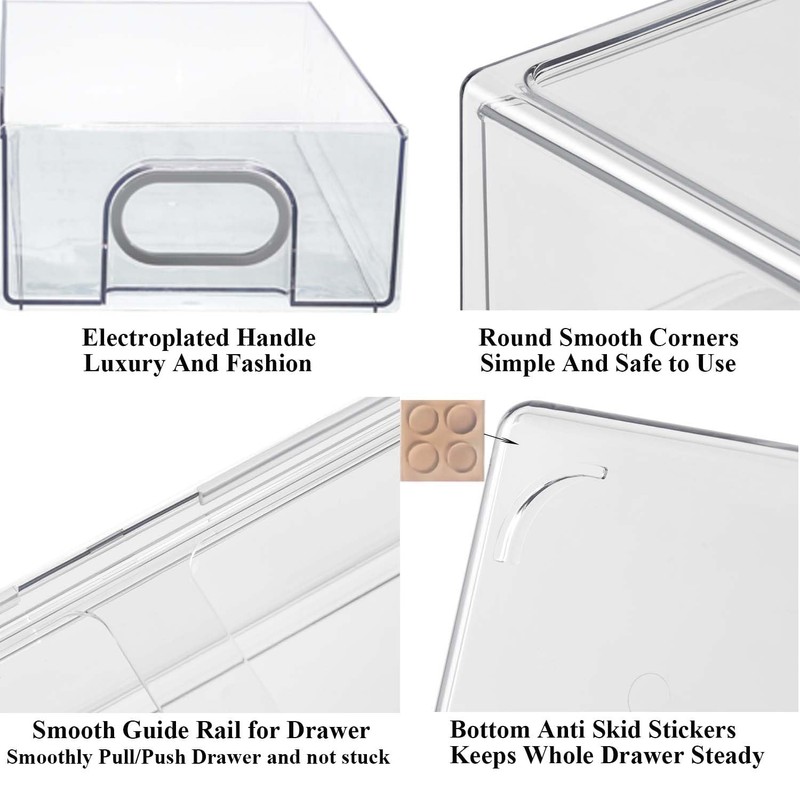 6 PCS Refrigerator Organizers And Storage Stackable Storage Drawers, Large
