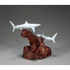 BLUE SHARK DUO Sculpture by JOHN PERRY 7 in high