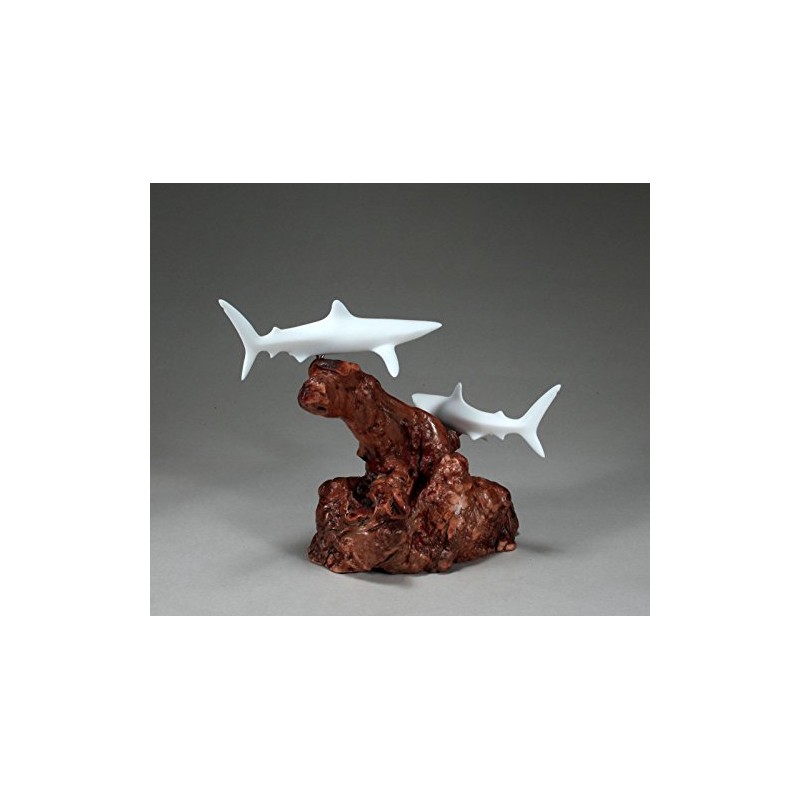BLUE SHARK DUO Sculpture by JOHN PERRY 7 in high