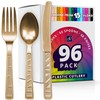 DecorRack Plastic Cutlery Set, Gold Colored Plastic Silverware Sets for