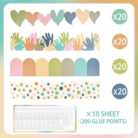 FAMALL 91.8 Ft Boho Bulletin Board Borders Classroom Decor 80 PCS Colorful Border Trim Decorate Bulletin Boards, Walls, Desks, Windows, Doors, Lockers, Schools, Classrooms, Homeschool, Offices