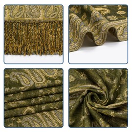 QIUTIMIY Paisley Pashmina Shawl Wrap Women Reversible Vintage Jacquard Pashmina Rave Scarf with Fringe for Evening, Wedding(Flower1-Grass Green)