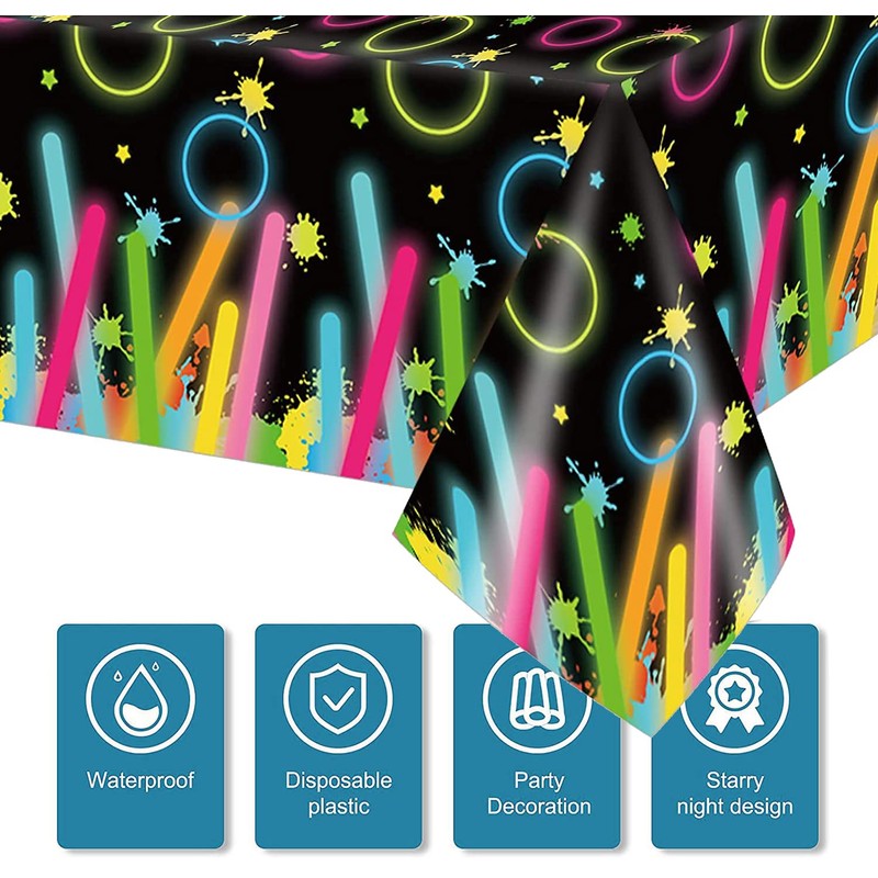 Wensdr 8 Packs Fluorescen Bar Birthday Party Tablecloths 130 x