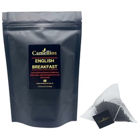 English Breakfast Tea, Pyramid Tea Bags, Camellios (25 Tea Bags, 1 Pack)