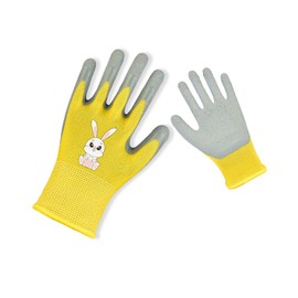 LEEQBCR 1 Pair Kids Gardening Gloves, Yellow Kids Gardening Gloves, Kids Work Gloves for Boys and Girls 7-11 Years (XXS)