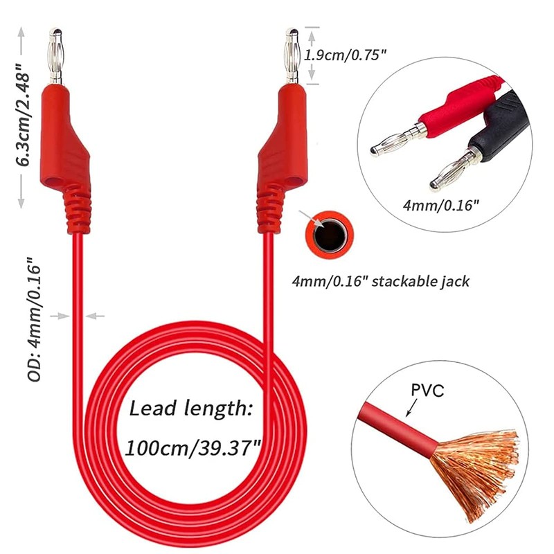 Cleqee 5 Pairs Stackable Banana Plugs Multimeter Test Lead Kit