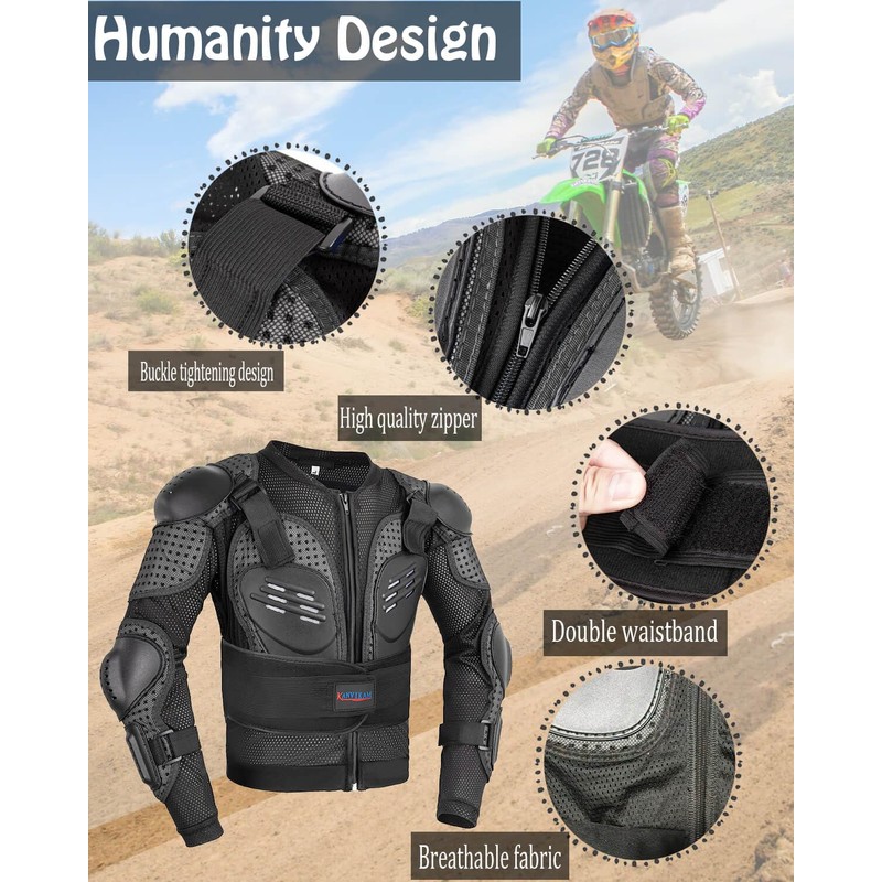 Kids Motorcycle Jacket,Children Youth Dirt Bike Gear,Motorcross Armor Protective Gear,