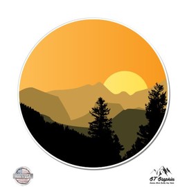 GT Graphics Sunset in The Mountains - 5" Vinyl Sticker - for Car Laptop I-Pad - Waterproof Decal