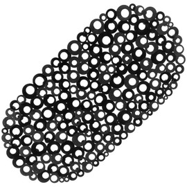 WELTRXE Shower Mat, Non-Slip Plastic Mat for Children and Family Shower, Non-Slip Bath Mat with Hundreds of Suction Cups, Oblong Round Shower Mat, PVC, 69 x 35 cm, Black