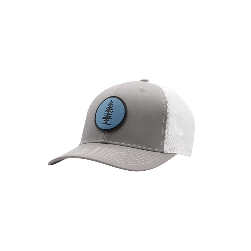 LINDO Trucker Hat - Pine Tree (Silver White w/Blue Patch)