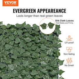 VEVOR Artificial Ivy Privacy Fence Screen, 59 x 98 in Faux Ivy Vine Leaf Hedges Fence, Greenery Privacy Fence with Mesh Cloth Backing, Green Wall Decoration for Outdoor Garden, Yard, Balcony