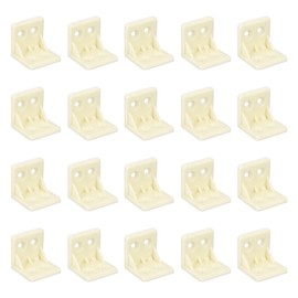 sourcing map 20Pcs Plastic Corner Braces, L Shape Corner Bracket, Right Angle Corner Support Brace, Shelf Board Holder for Wood Furniture Cabinet Drawer Bookcase, Beige