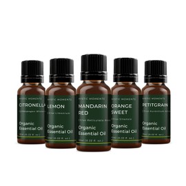 Mystic Moments | Citrus Organic Essential Oil Gift Starter Pack 5x10ml | Citronella, Lemon, Mandarin Red, Orange Sweet, Petitgrain | Perfect as a Gift