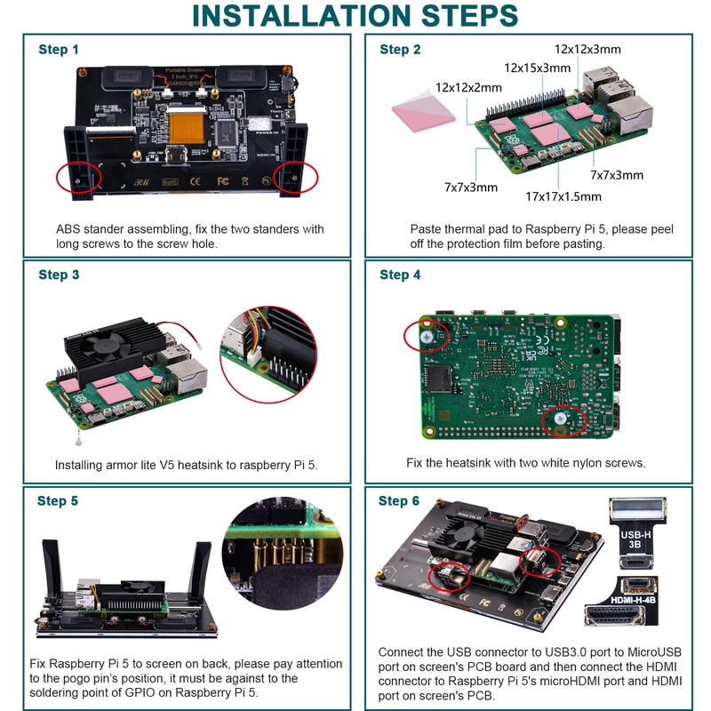 GeeekPi 7" Capacitive Touch Screen for Raspberry Pi HDMI Monitor