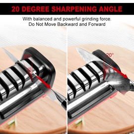 Electric Knife Sharpener,Professional kitchen knife sharpener,Diamond abrasive and precision Angle guide 3 stage slot home sharpener,Sharpening and Polishing, Red