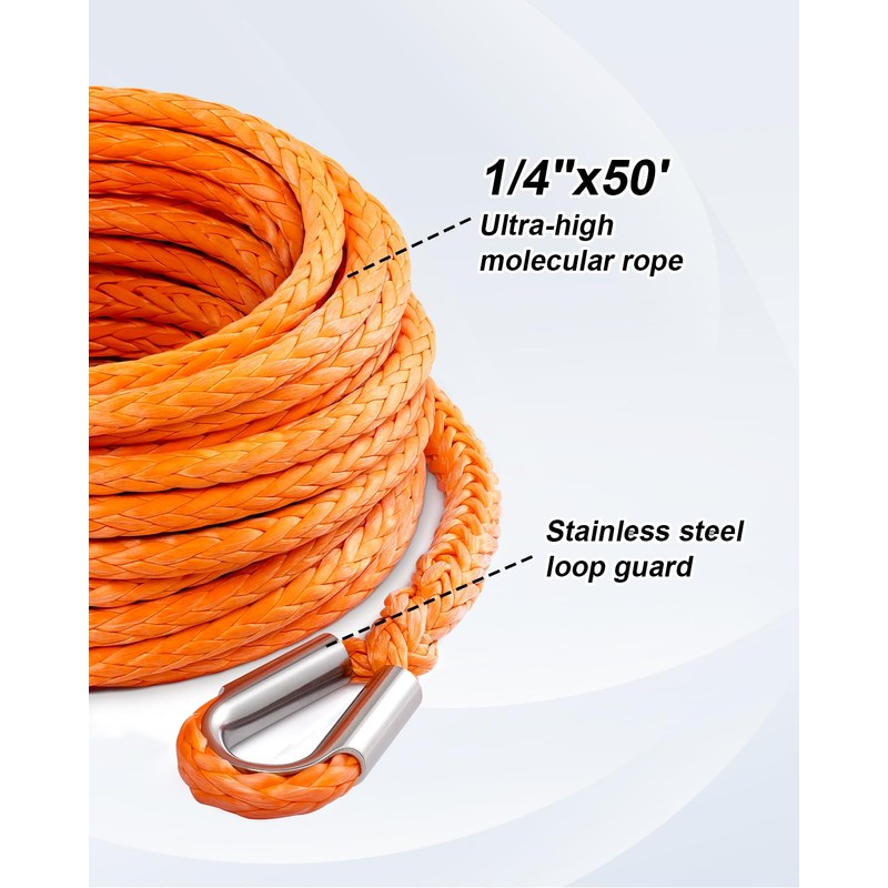 Kolvoii Winch Rope Extension 1/4 Inch x 50 Ft 10,000
