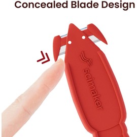 Scimaker Safety Box Cutter Knife, 24 PCS Stainless Steel Lobster Safety Utility Cutter with Ergonomic Film Cutting Blade for Box, Carton, Shrink Wrap, Plastic Straps - Red