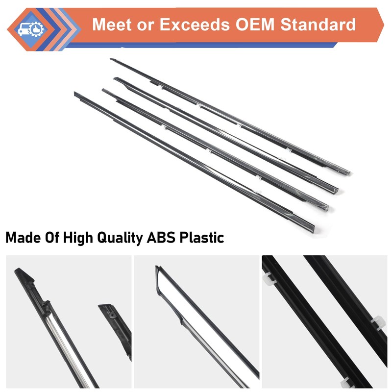 ZONFANT 4 Pcs Car Outer Door Window Moulding Trim Weatherstrip