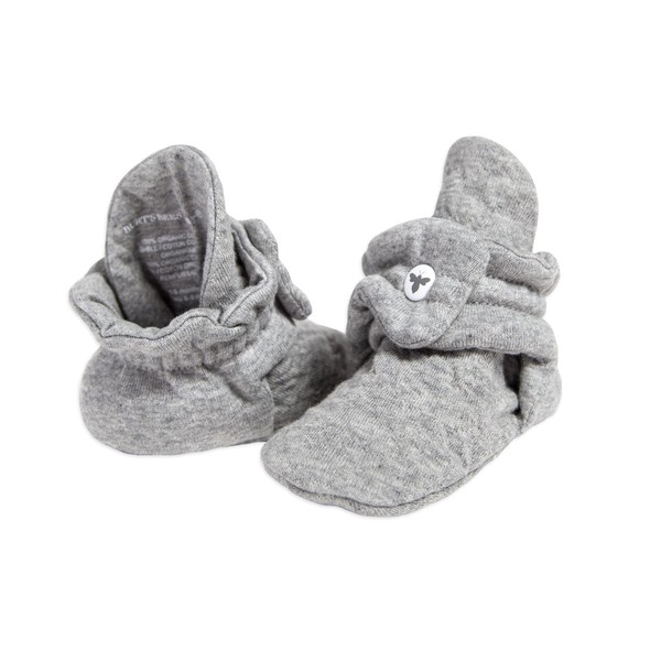 Burt's Bees Baby baby girls Booties, Organic Cotton Adjustable Infant Shoes Slipper Sock, Heather Grey Quilted, 6-9 Months US