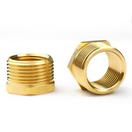 suaywo 3/4 Inch x 1/2 Inch Brass Reducer Thread Fitting Female Thread Male Thread Pack of 2 Male Thread Adapter for Pipe Connection Used for Industry Trade and Household (Golden)