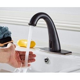 HHOOMMEE Electronic Automatic Sensor Touchless Bathroom Sink Faucet (Black)