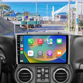 4GB+32GB Car Radio Stereo for Jeep Wrangler JK 2007-2018 Dodge Ram 1500 2500 2009 2010 2011 2012 with Wireless Carplay and Android Auto- 5GWIFI 10.2 inch Touchscreen Bluetooth RDS FM SWC