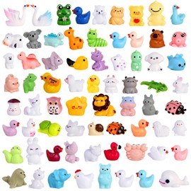 EKisemio 70 Pcs Mini Resin Animals,60 Styles Tiny Animal Figurines Desk Pet
