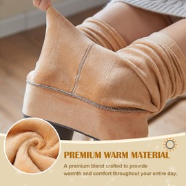 Merlvida Women's Winter High Waist Thermal Tights Lined Leggings Warm Fleece Winter Tights Fake Translucent Thermal Tights Pantyhose 1-3 Pairs, 2 x 220 g black (5-20 °C)