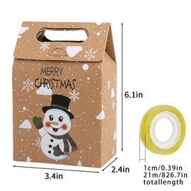 CCINEE 24 PCS Christmas Kraft Paper Bags, Santa Claus & Reindeer Xmas Folding Kraft Bags for Kids Party Favor Holiday New Year