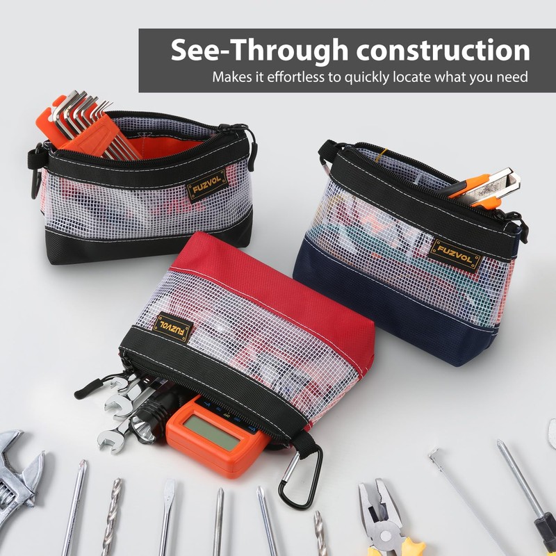 Clear Tool Pouch, 7" Small Tool Bag, Mini Zipper Pouch,